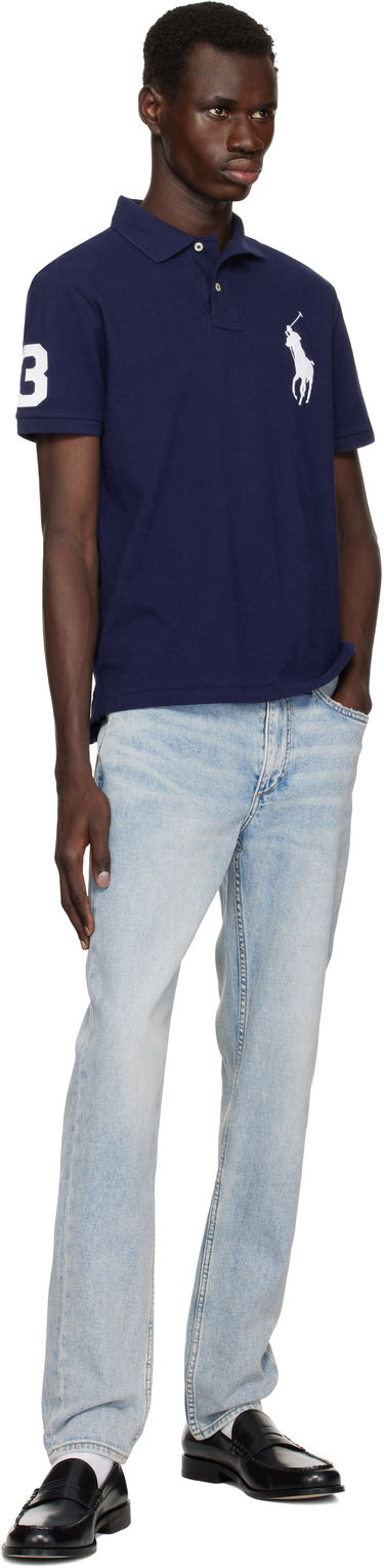 Поло тениска Polo by Ralph Lauren Ralph Lauren Custom Slim Fit Big Pony Mesh Polo Тъмно синьо | 710688969004, 3