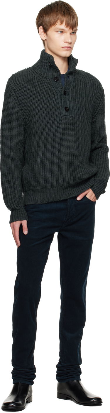 Пуловер Tom Ford TOM FORD Cashmere Wool Half Button Sweater Зелено | KTL006-YMW090, 3