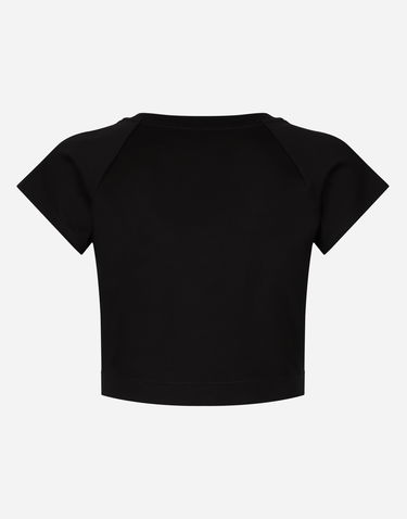 Съкратен топ Dolce & Gabbana Cropped Jersey T-shirt With Tag Черно | F8U12THU7H8N0000, 1