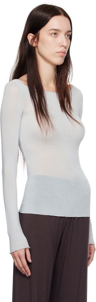 Тениска SKIMS SKIMS Sheer Modal Boat Neck Long Sleeve T-Shirt Синьо | LS-LST-6143W, 1