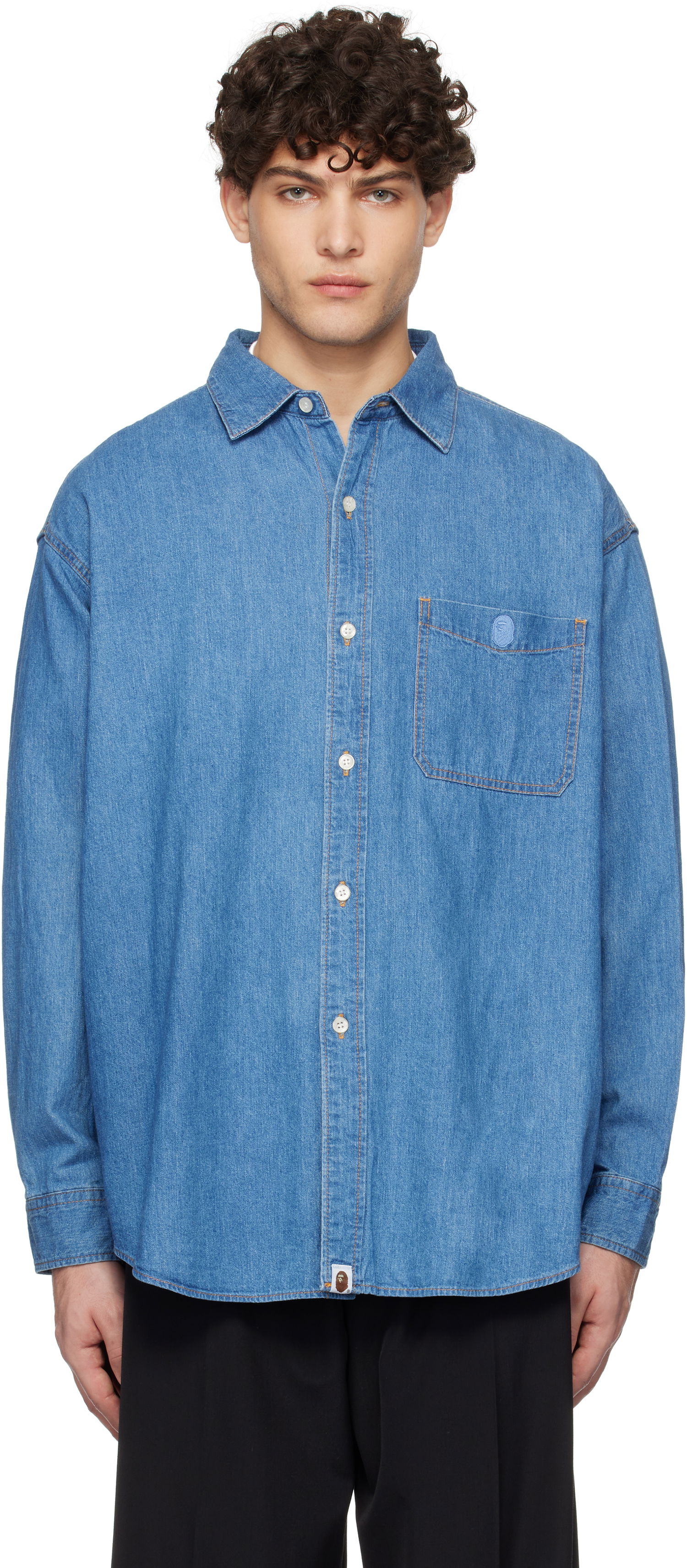 Риза BAPE Relaxed Fit Denim Shirt Синьо | 001SHK221003F, 0