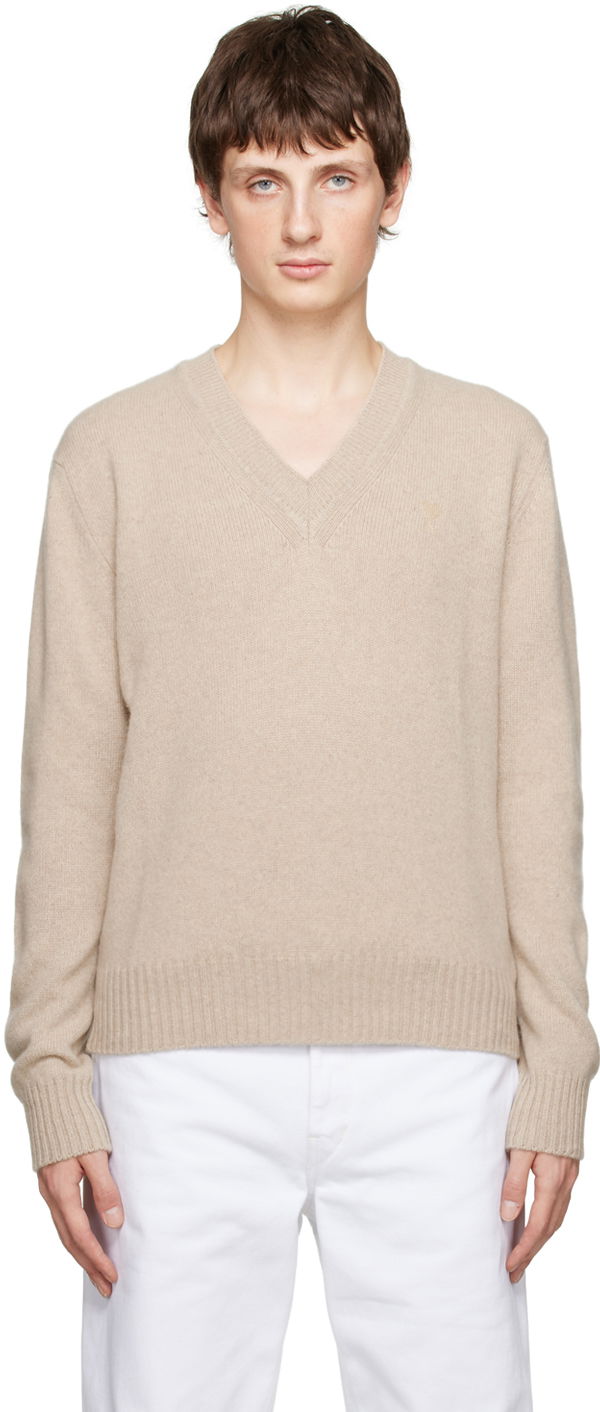 Пуловер AMI Sweater Бежово | HKS207.005, 0