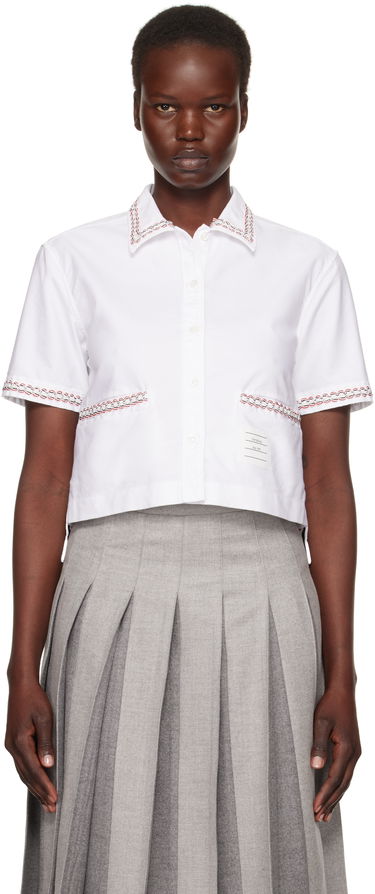 Риза Thom Browne Thom Browne Drop Back Cropped Shirt Бяло | FLL191B-F0313, 0