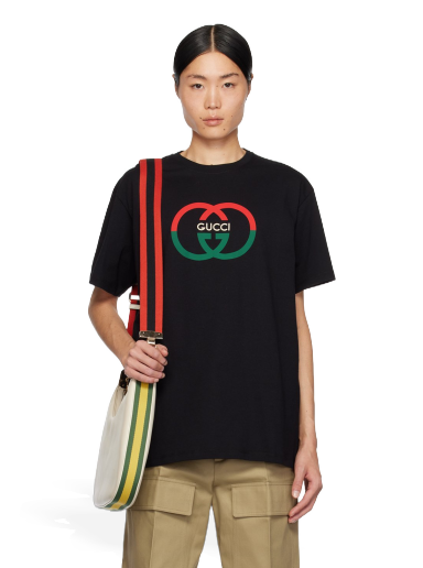 Тениска Gucci nterlocking G T-Shirt Черно | 771758 XJF68