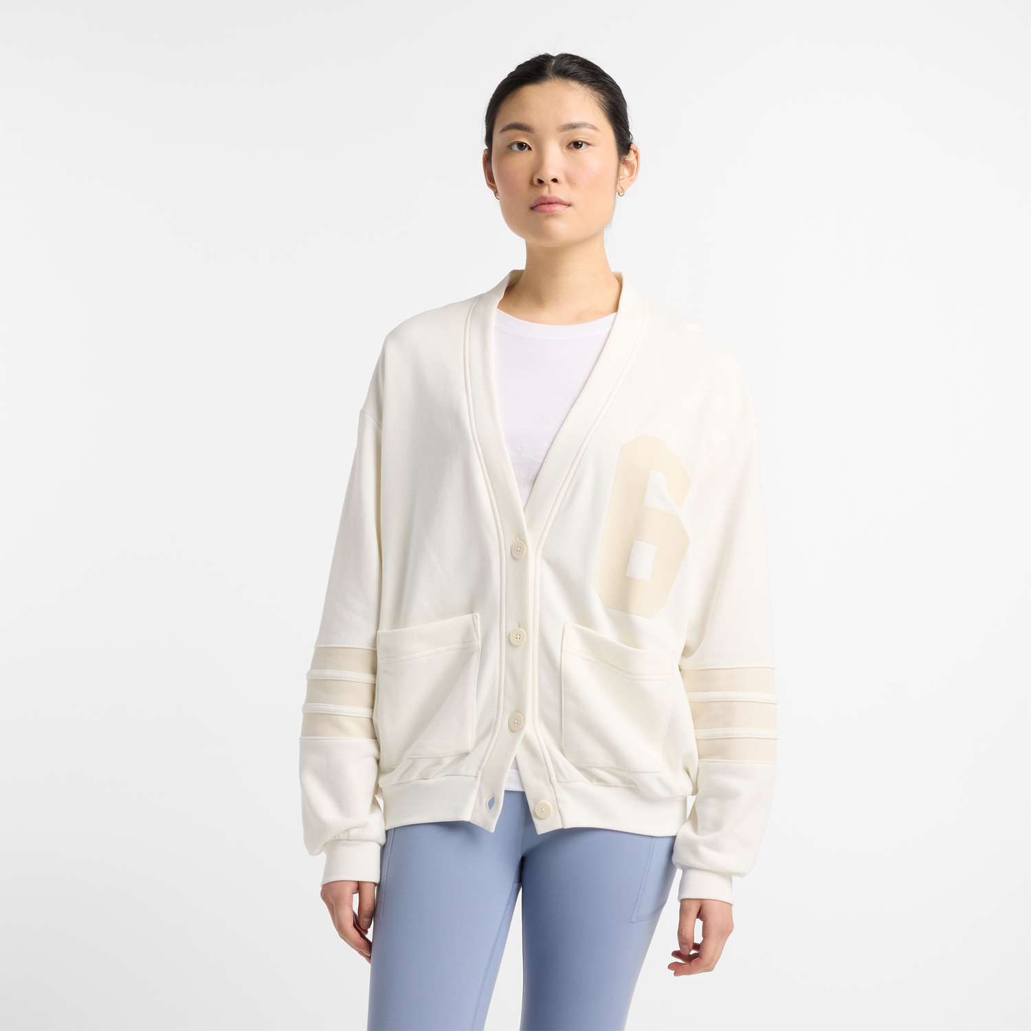 Пуловер New Balance Women's New Balance Cardigan Бяло | NBWT51515SST, 0