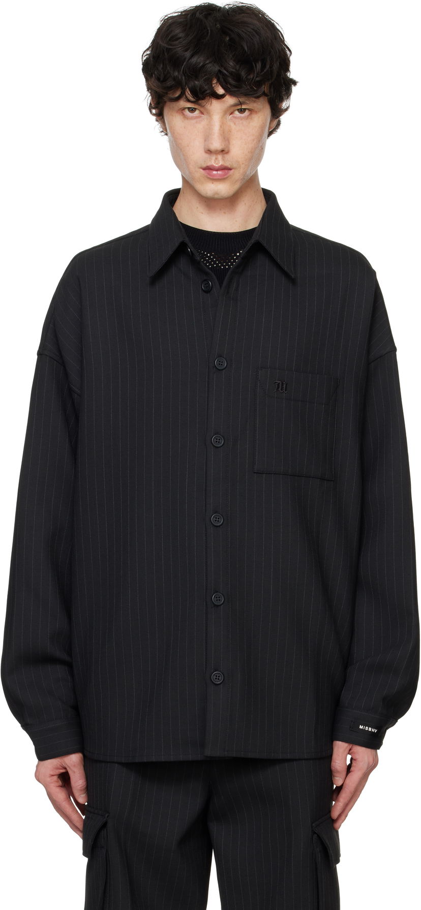 Риза MISBHV Overshirt Pinstripe Черно | 241M134