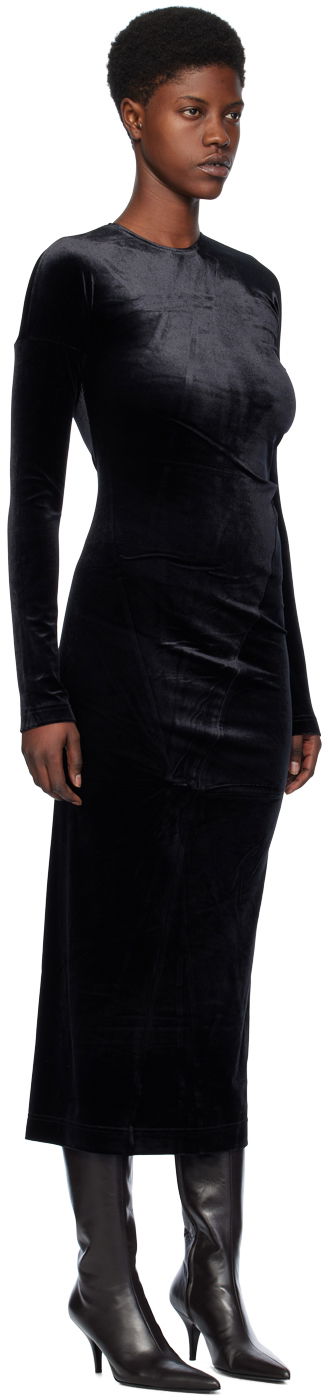Pокля TOTEME Twisted Velvet Midi Dress Черно | 234-WRD824-FB0078, 1
