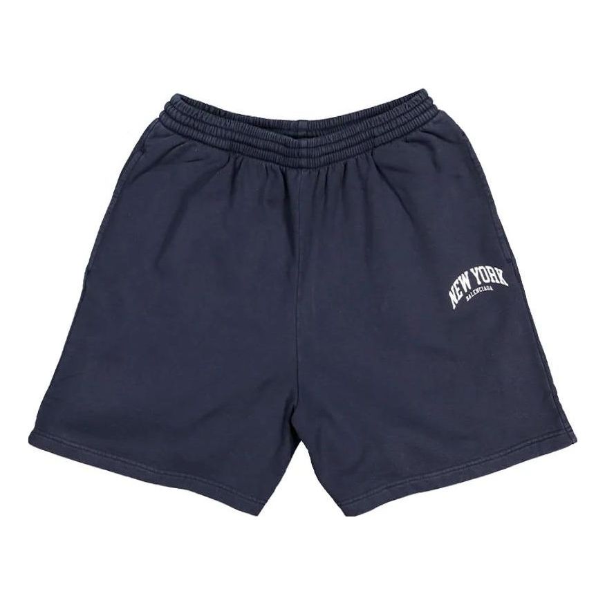 Къси панталони Balenciaga Balenciaga Cities New York Cotton Sweat Shorts Синьо | 676137TLVM30396, 0