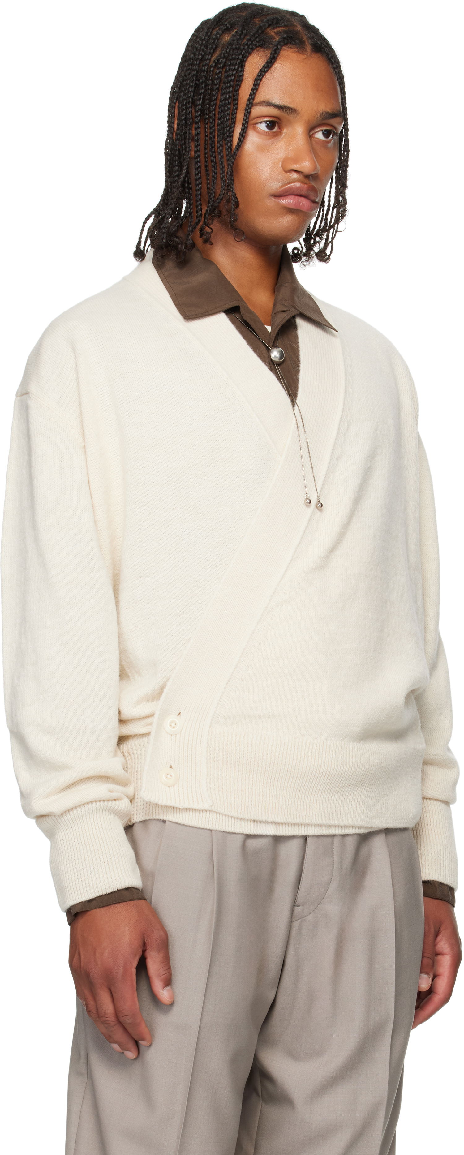 Пуловер LEMAIRE Lemaire Wrap Cardigan Бяло | TO1476 LK1028, 1