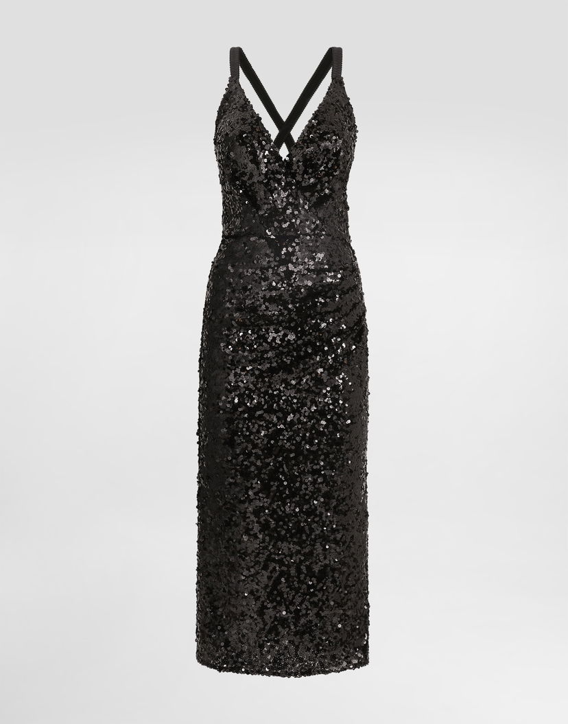 Pокля Dolce & Gabbana Sequined Dress Collection Черно | F6H7MTHLMZMN0000