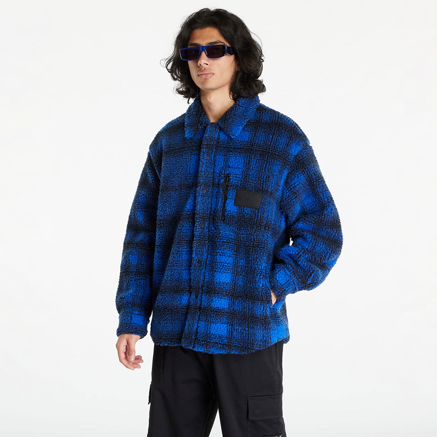 Риза CALVIN KLEIN Jeans Heavy Fabrication Overshirt Kettle Blue/ Black Тъмно синьо | J30J324312 C6X, 0