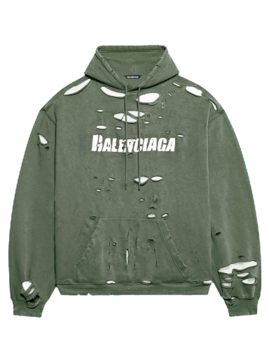 Суитчър Balenciaga Caps Destroyed Oversize Fit Hoodie Зелено | 659403TKVB63011