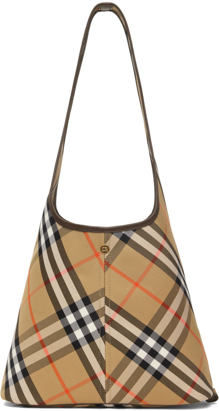 Чанта през рамо Burberry Beige Small Check Shoulder Bag Кафяво | 8094678