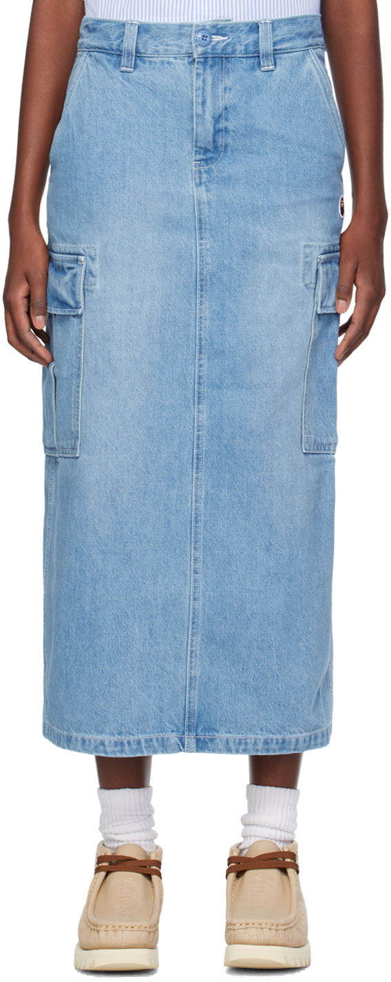 Пола BAPE Patch Denim Cargo Midi Skirt Синьо | 001DKJ802001L, 0