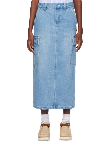 Patch Denim Cargo Midi Skirt