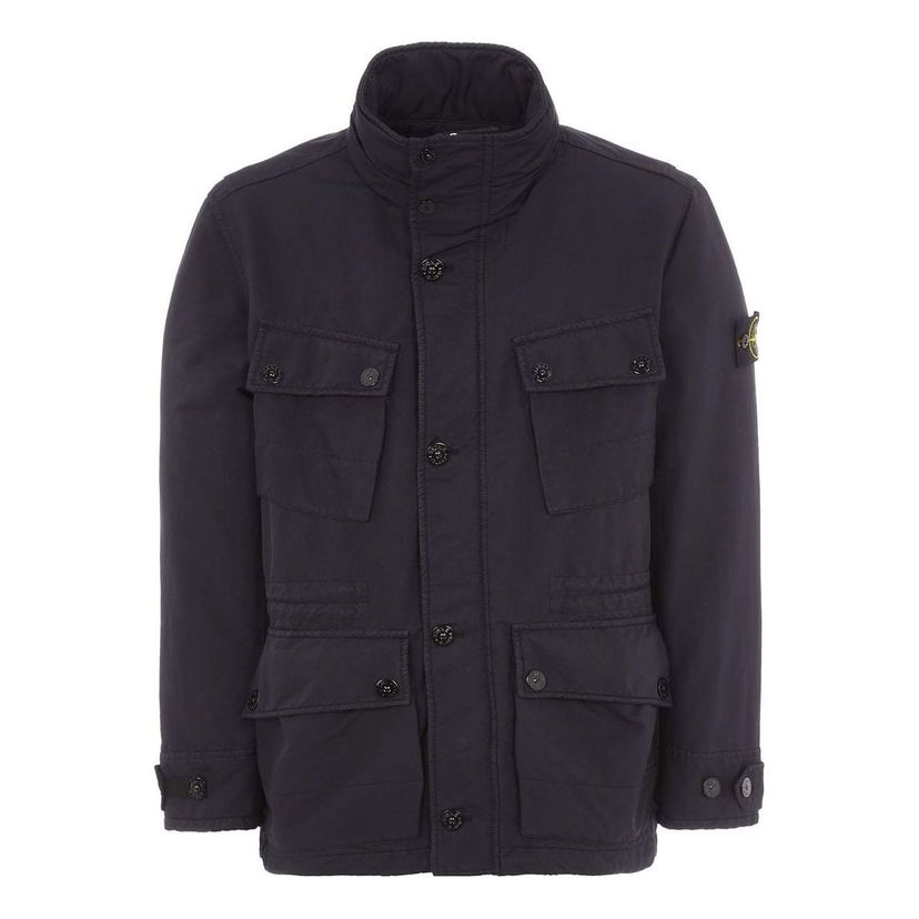 Яке Stone Island Buttoned Logo-Patch Jacket Тъмно синьо | 771541249-V0020