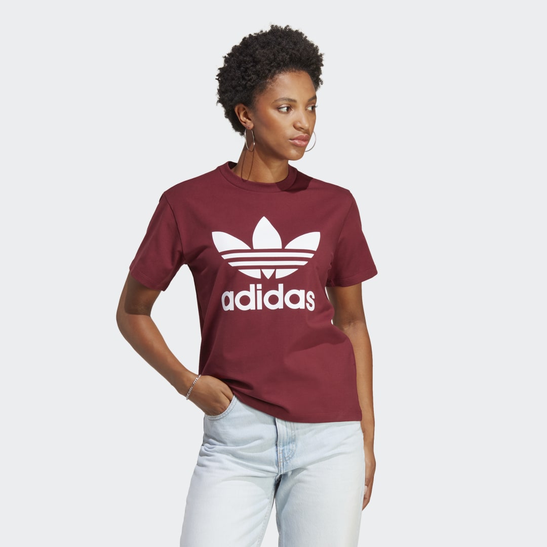 Тениска adidas Originals Adicolor Classics Trefoil Бургунди | IB7422, 0