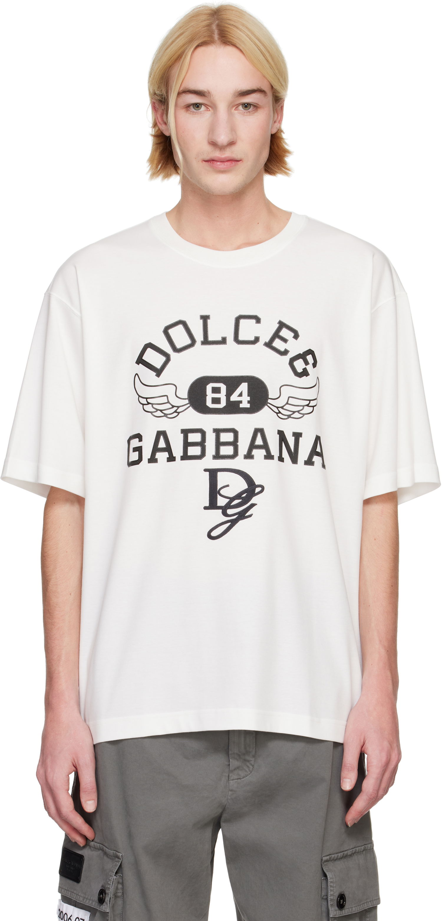 Тениска Dolce & Gabbana Round Neck T-Shirt with Graphic Print Бяло | G8PN9ZG7NSN, 0