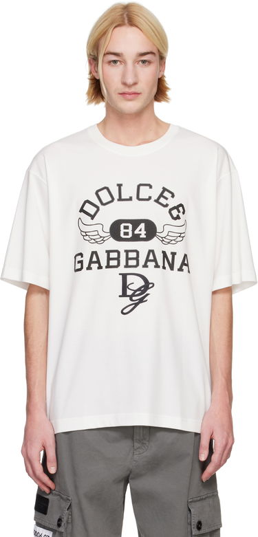 Тениска Dolce & Gabbana Round Neck T-Shirt with Graphic Print Бяло | G8PN9ZG7NSN, 0