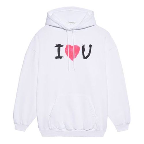 Суитчър Balenciaga Balenciaga SS21 I Heart U Hoodie Бяло | 578135TJVL69040