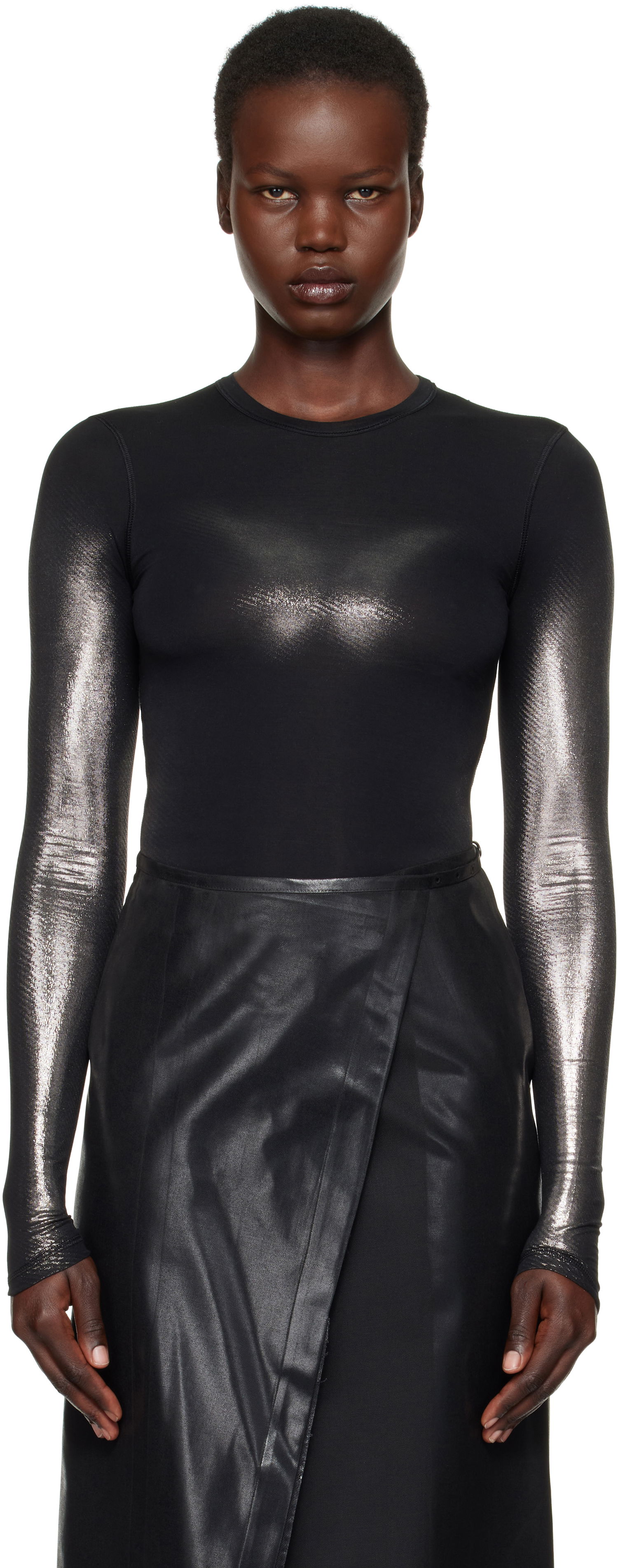 боди Diesel Long Sleeve Metallic T-Shirt Черно | A15251 0WFBW, 0