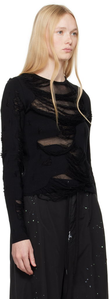 Пуловер Maison Margiela MM6 Maison Margiela Slashed Crewneck Sweater Бяло | S62HL0032 M13121, 4