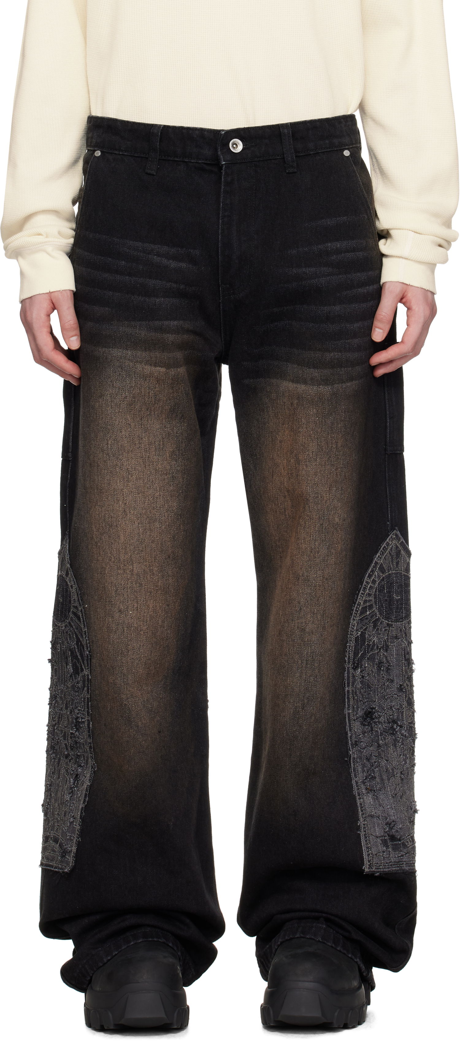 Дънки Who Decides War Who Decides War Mocha Patched Jeans Черно | 1120880017SS25, 0