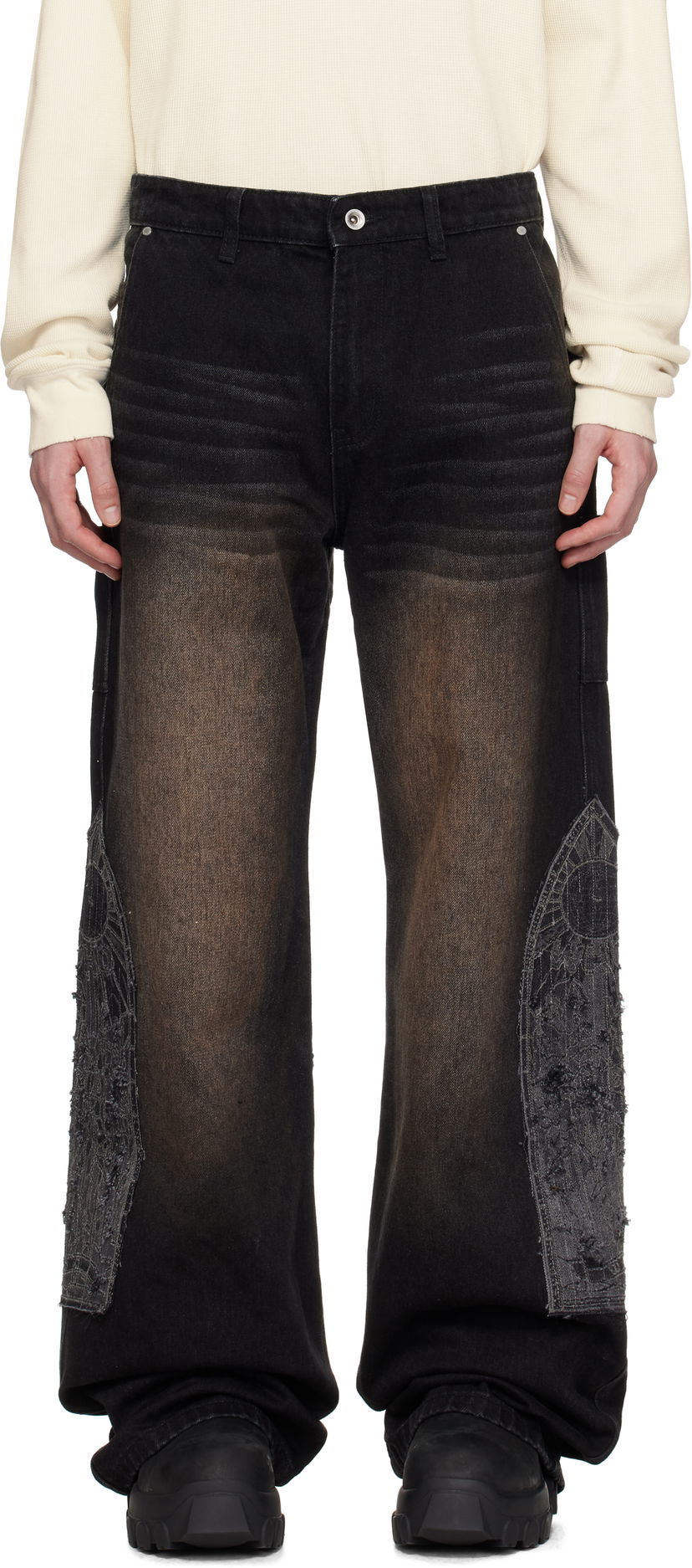 Дънки Who Decides War Who Decides War Mocha Patched Jeans Черно | 1120880017SS25