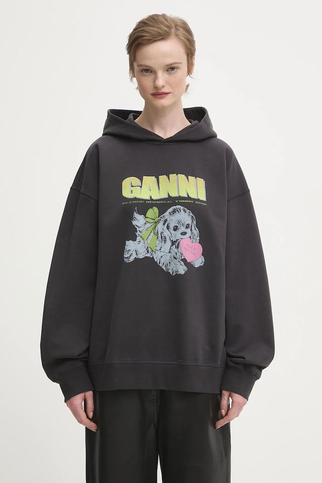 Isoli Oversized Hooded Sweatshirt with Dog Print
