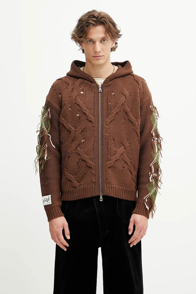 Пуловер Andersson Bell Andersson Bell Argyle Fisherman Hooded Zip-Up Cardigan Кафяво | atb1347u