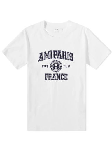 Тениска AMI Paris Varsity Logo Tee Бяло | HTS008-726-100