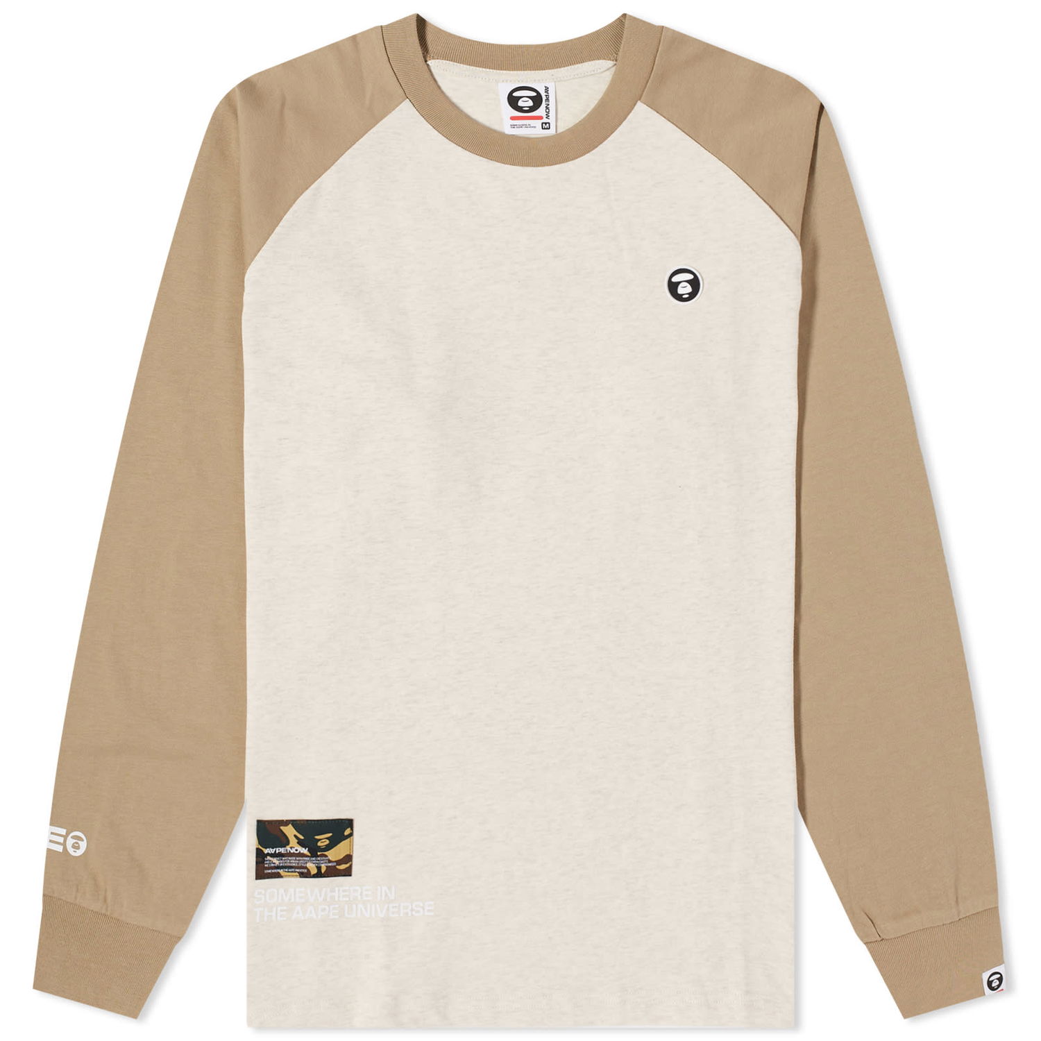 Тениска AAPE by A Bathing Ape AAPE Now Long Sleeve T-Shirt Бежово | AAPLTM1019XXL-BGD, 0