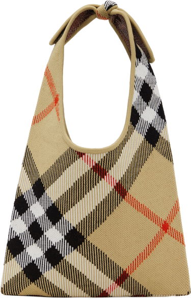 Дамска чанта Burberry Burberry Check Tie Knit Tote Бежово | 8110029, 0