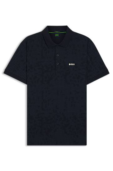 Stretch Cotton Polo Shirt with All-Over Print