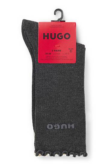 Чорапи BOSS Two-pack of regular-length ribbed socks with lettuce cuff Многоцветен | 50543178, 1