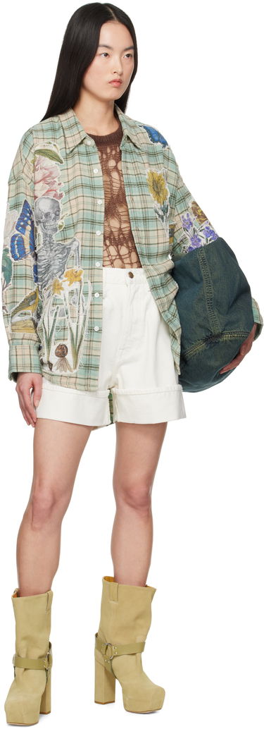 Риза R13 R13 Drop Neck Applique Plaid Shirt Зелено | R13WR004-R483B, 3