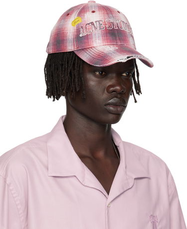 Шапка с козирка Acne Studios Distressed Plaid Cap Розово | C40411-, 1