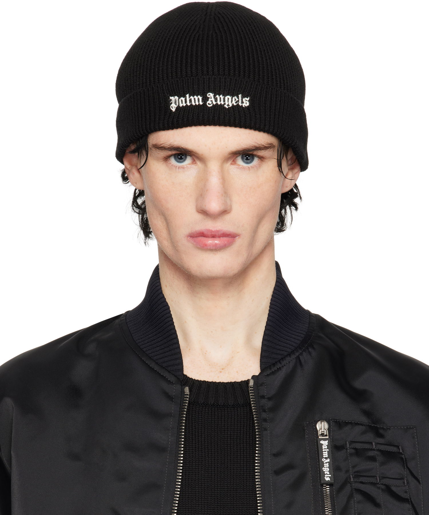 Шапка Palm Angels Classic Logo Beanie Черно | PMLC032C99FAB0011003, 0