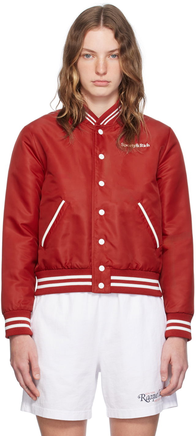 Яке бомбър Sporty & Rich Red 'Wellness Club' Bomber Jacket Червено | JA015S403WR