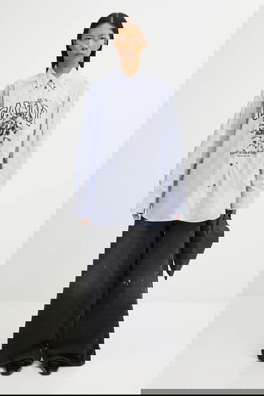 Риза GANNI Stripe Cotton Oversized relaxed classic collar shirt Синьо | W0826, 5