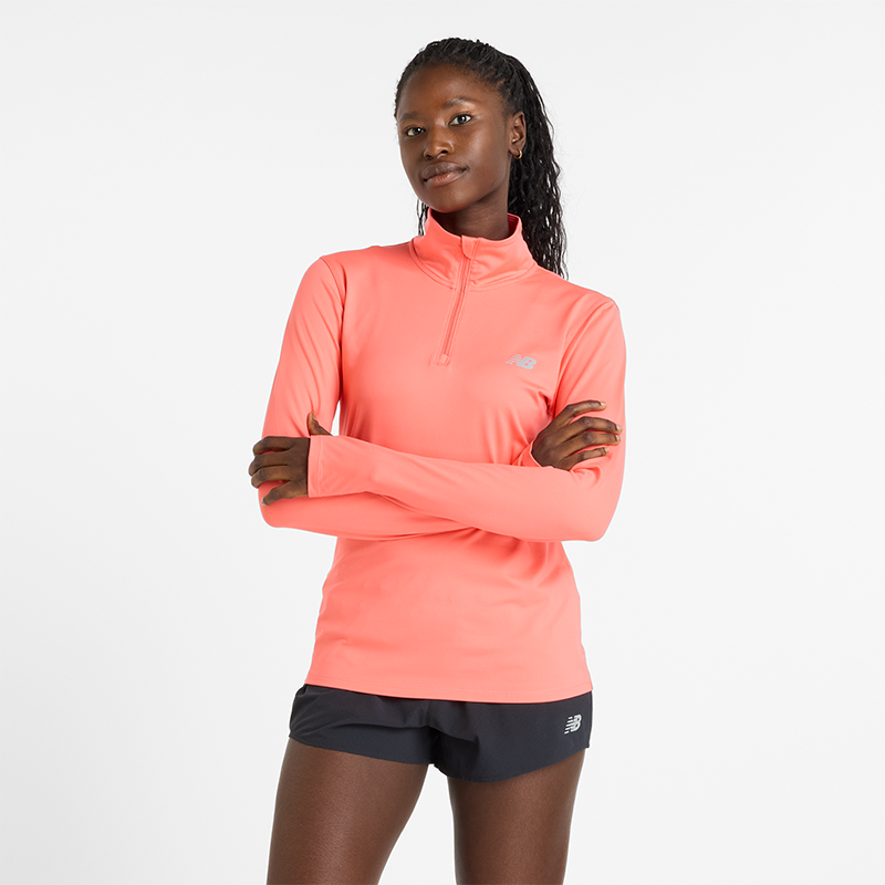 Тениска New Balance Women's Quarter Zip Running Top Розово | NBWT41150DTR, 0