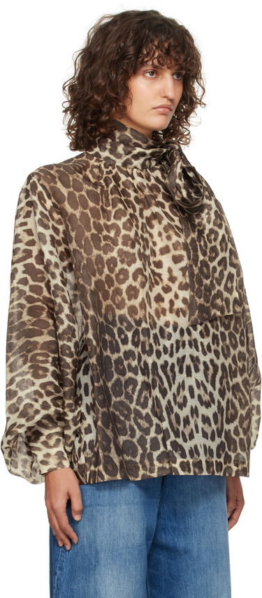 Риза ZIMMERMANN Zimmermann Illustration Billow Leopard-Print Silk Blouse Кафяво | 1395TF241, 1