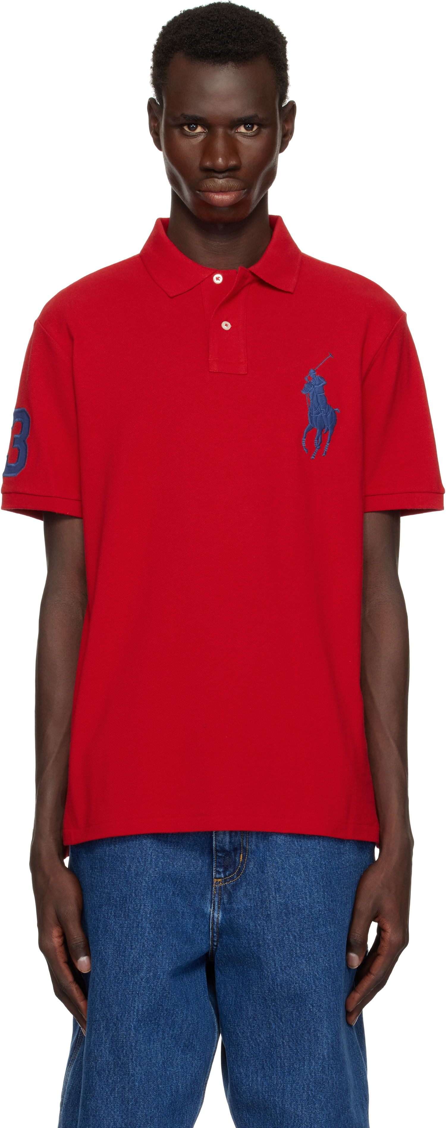 Поло тениска Polo by Ralph Lauren Ralph Lauren Custom Slim Fit Big Pony Mesh Polo Червено | 710688969005, 0