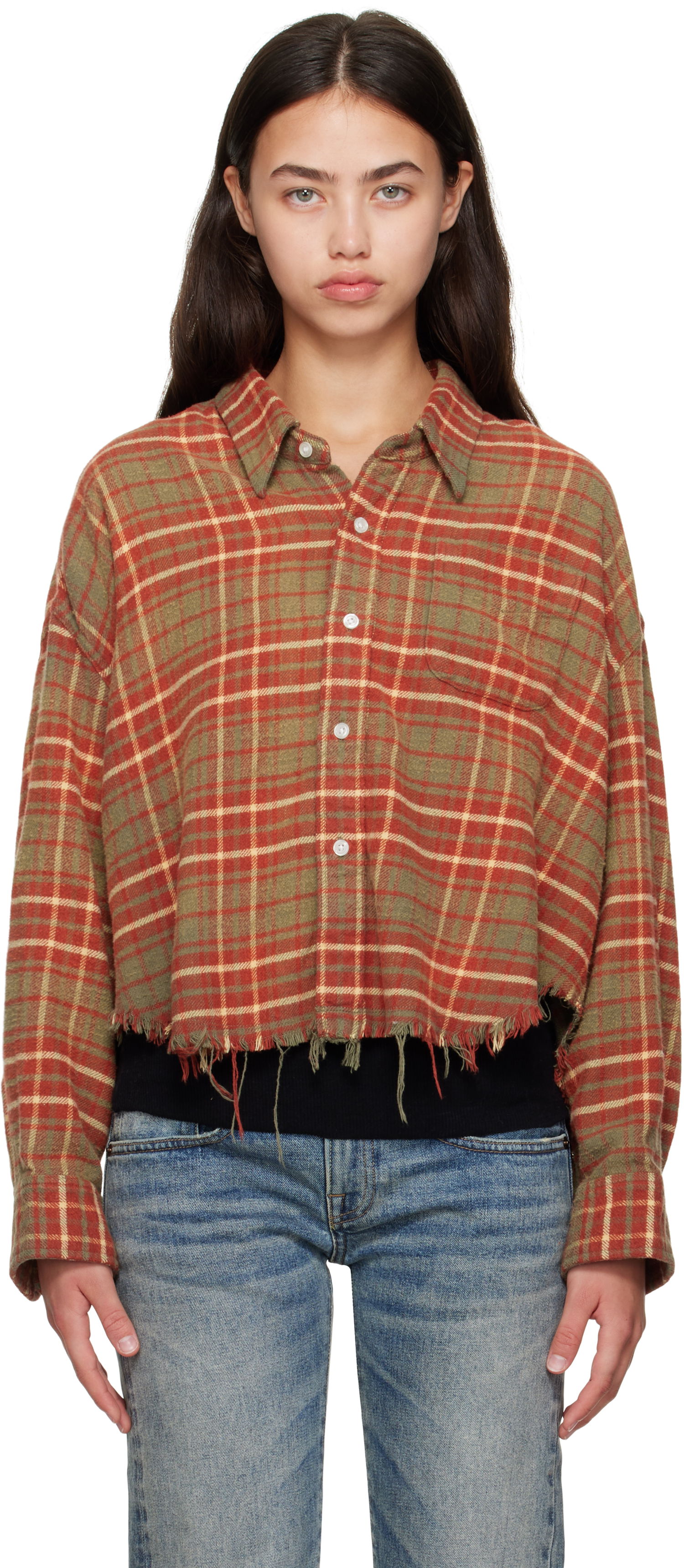 Риза R13 R13 Drop Neck Cropped Plaid Shirt Многоцветен | R13WR150-R563B, 0