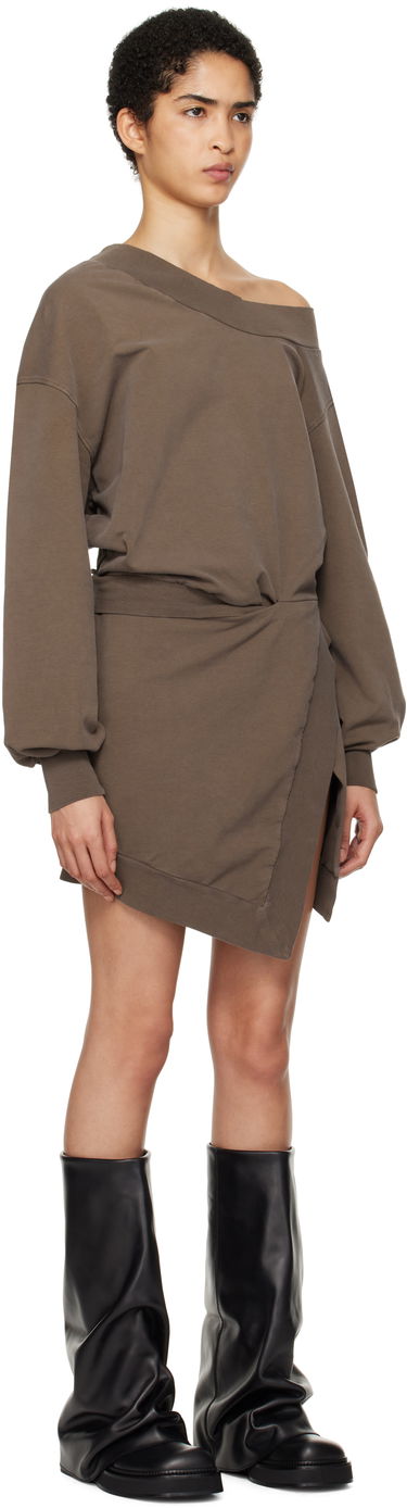 Pокля The Attico Attico Off-Shoulder Draped Sweater Mini Dress Кафяво | 250WCA00397 JJF006AA, 1