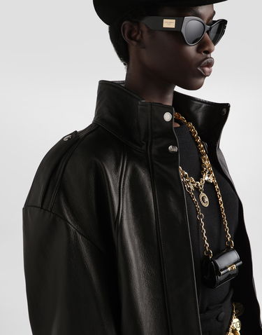 Яке бомбър Dolce & Gabbana Dolce & Gabbana Plongé Goat Leather Cropped Jacket Черно | F9S29LHULVJN0000, 3