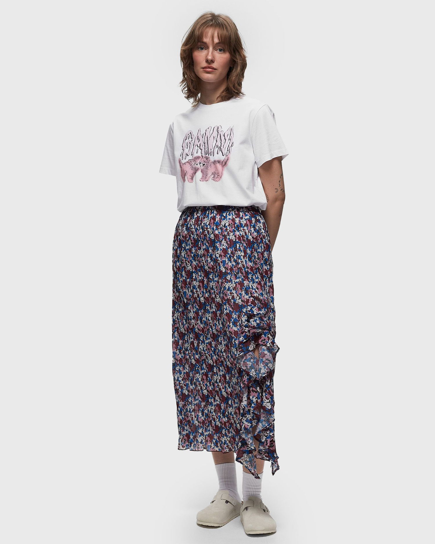 Тениска GANNI GANNI Cats T-Shirt Бяло | T3862_151, 1