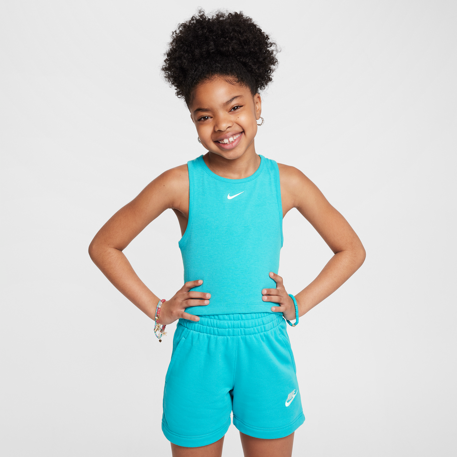 Къси панталони Nike Nike Sportswear Ribbed Tank Top and Shorts Set Тюркоазено | FZ5551-345, 0