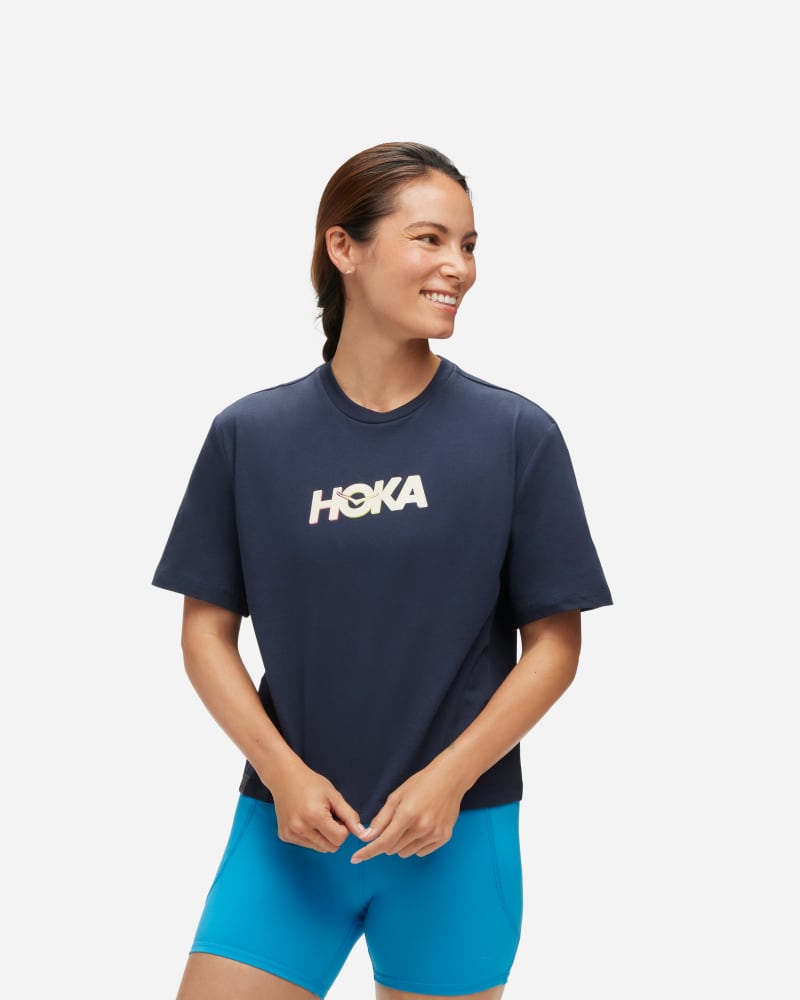 Тениска Hoka One One Women's Graphic Short Sleeve T-Shirt Тъмно синьо | 1141768-OSP, 0