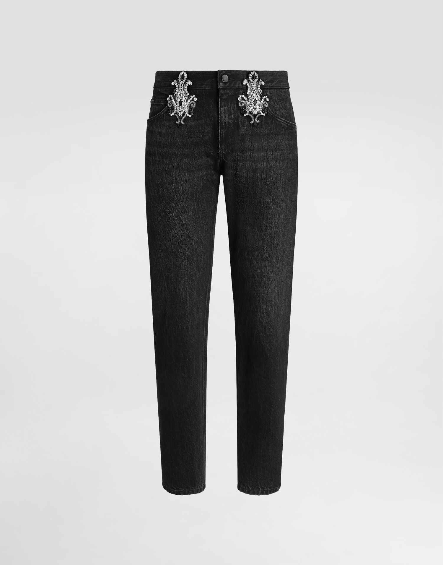 Дънки Dolce & Gabbana Dolce & Gabbana Crystal-Embellished Denim Trousers Черно | GYJCCZG8OM7S9001, 0